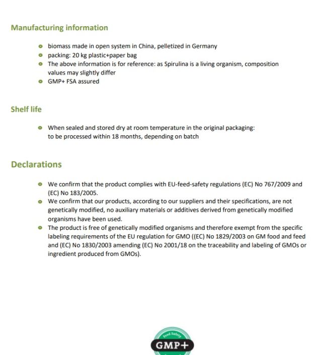Spirulina Pellets Herstellung beschreibung