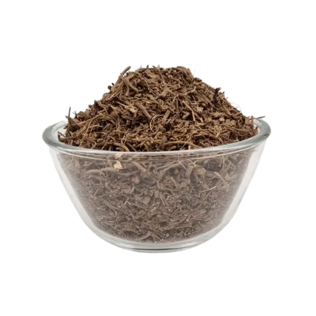 Baldrian Wurzel geschnitten für Pferde in einer Schale